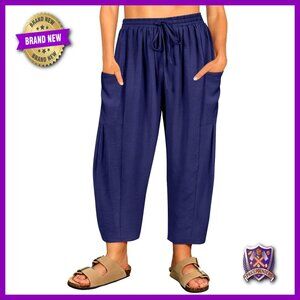 Plus Size Palazzo Harem Pants Drawstring Waist Wide Leg Casual Beach